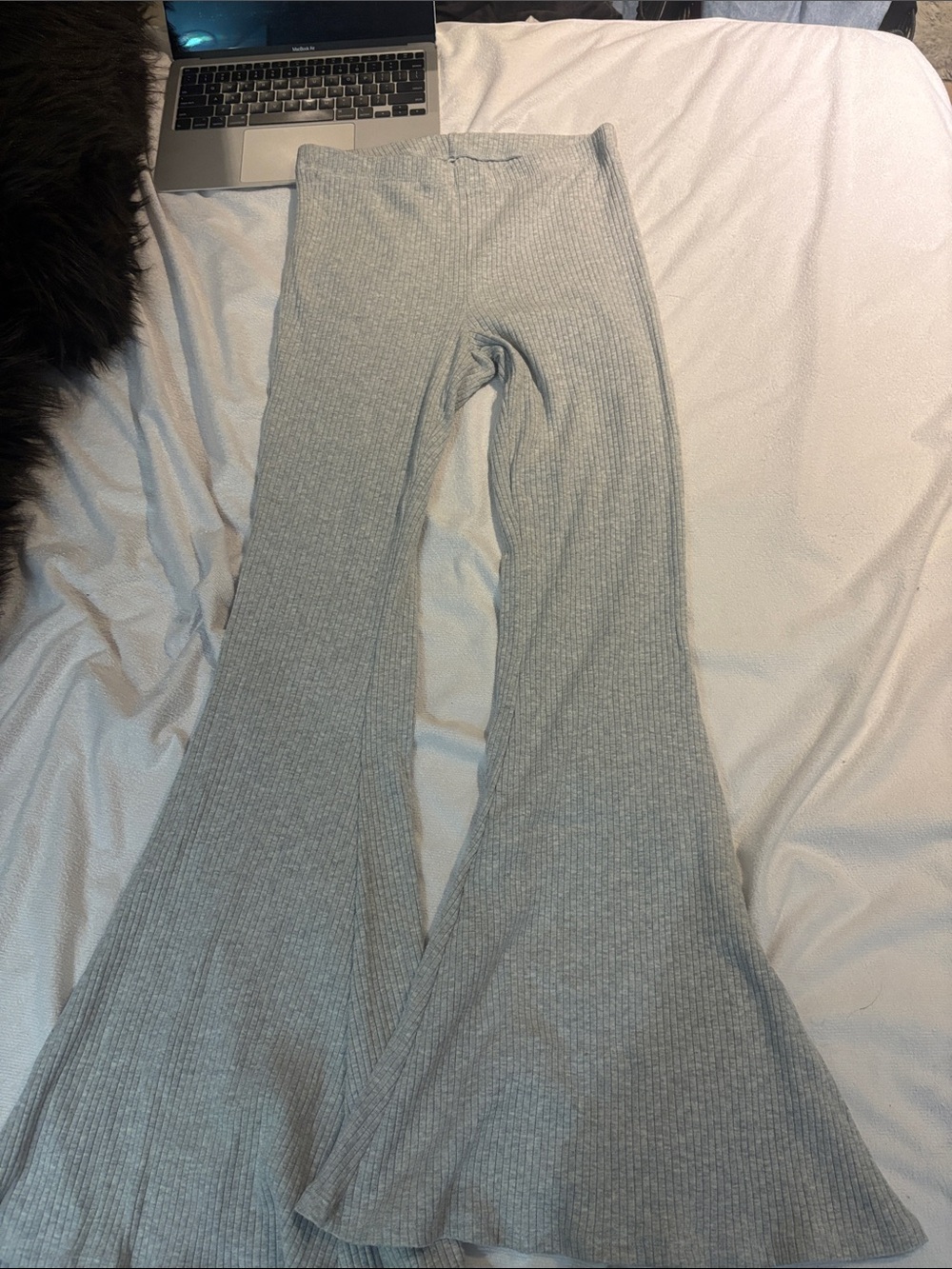 aerie Ribbed Flare Pants - Light Gray